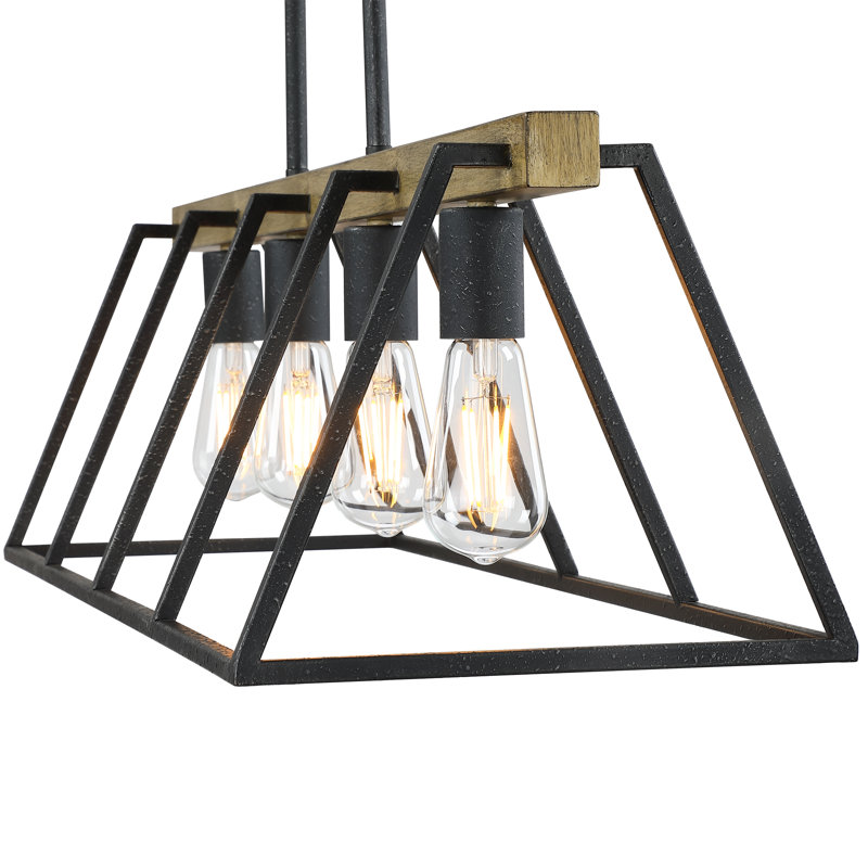 Luminaire suspendu pour îlot de cuisine 4 lumières 32 po Finsh noir mat