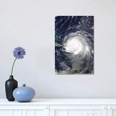 Satellite View of Hurricane Irma over Puerto Rico and Hispaniola 1 Piece Wrapped Canvas Wall Art