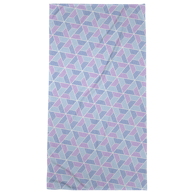 Serviette de bain trapézoïde, Bleu/mauve