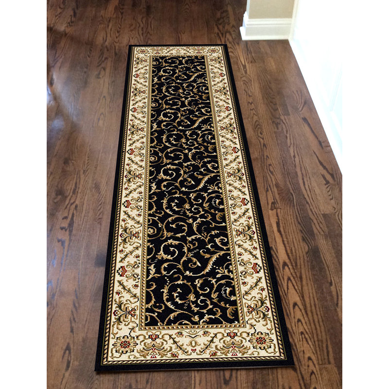 Weisgerber 1599 Traditional Oriental Black Area Rug, Runner 2'2" x 7'7"