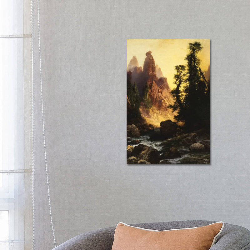 Below The Towers Of Tower Falls, Yellowstone Park, 1909 by Thomas Moran - Wrapped Canvas Painting