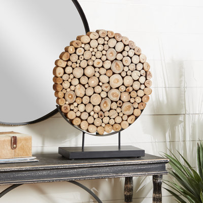 Sculpture en bois de teck brun Hosaam
