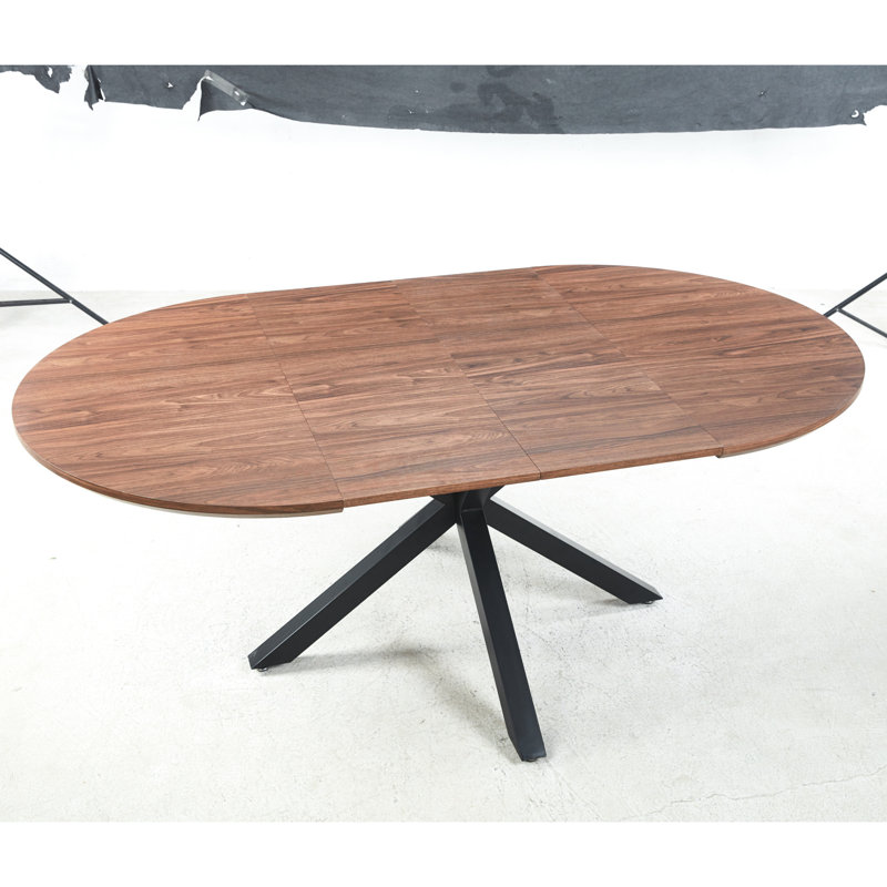 Table de bureau avec caractéristique extensible, plateau et pieds en métal, 120/160 / 200X120x75cm, teinte noyer, teinte de travail précise, finition soignée