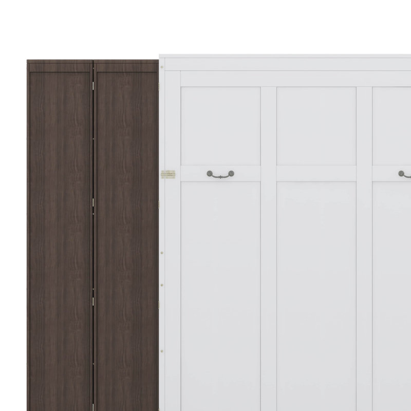 Grande armoire escamotable pliable avec lit escamotable et bibliothèque, lit escamotable en bois avec tablettes de rangement pour adultes