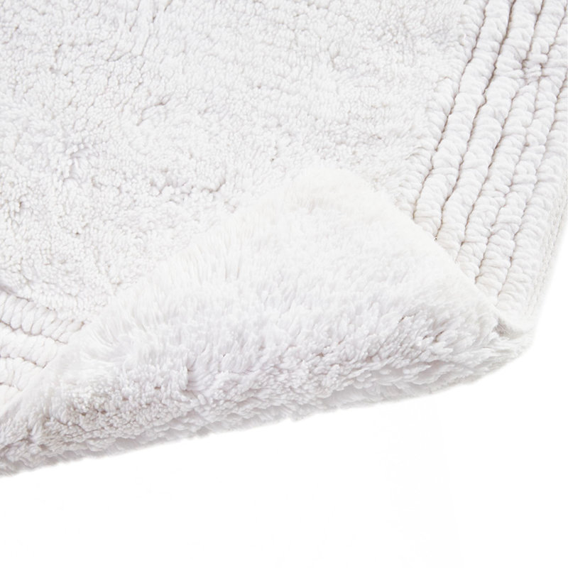 Tapis de bain réversible 100% coton touffeté 3000 g / m² blanc, Rectangle 1 pi 9 po x 2 pi 10 po