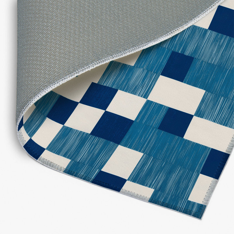 Tapis d'intérieur et d'extérieur à carreaux bleu, Rectangulaire 2 pi x 3 pi