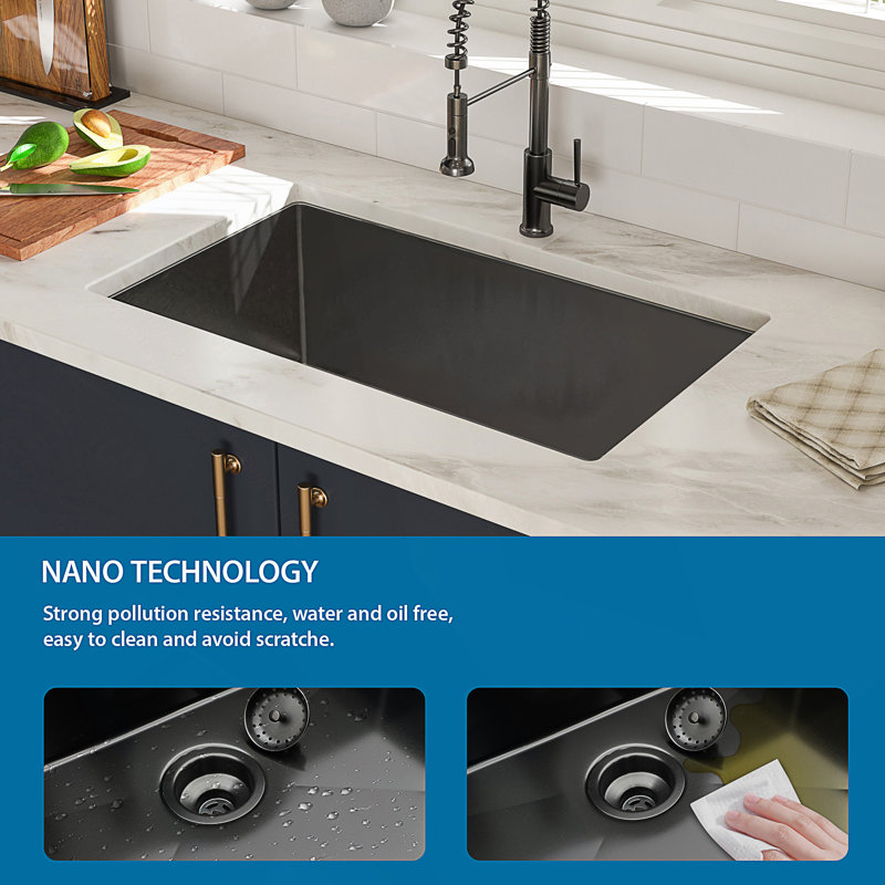 16-Gauge Single Bowl Undermount Kitchen Sink With Drain Assembly And Sound-Dampening Technology