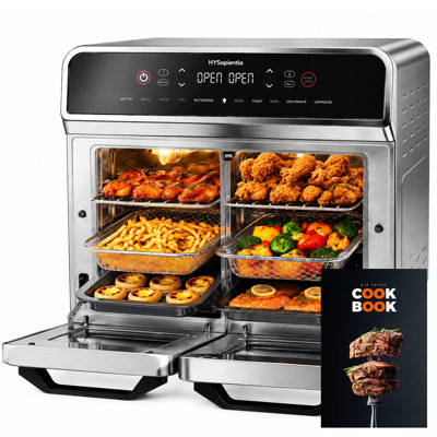 HYSapientia 24QT Dual Zone Air Fryer Oven With Rotisserie,10-in-1 Full Stainless Steel Air Fryer Toaster Oven 1800W For Family Cooking
