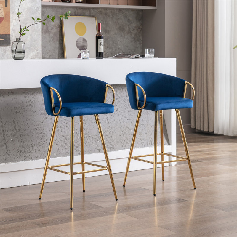 Tabouret de bar et de comptoir Reichen, Tabouret de bar (siège d'une hauteur de 30,31 po), Bleu