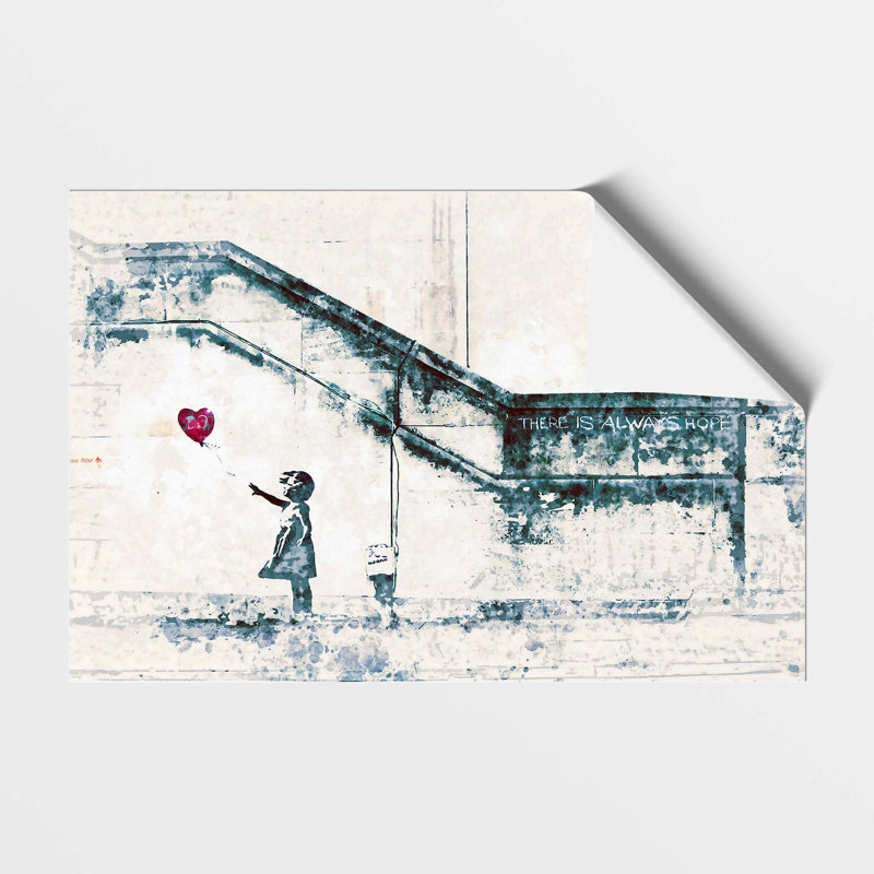 'There is Always Hope Girl with Red Balloon' by Banksy -  Picture Frame Painting Print on Paper, Unframed Paper