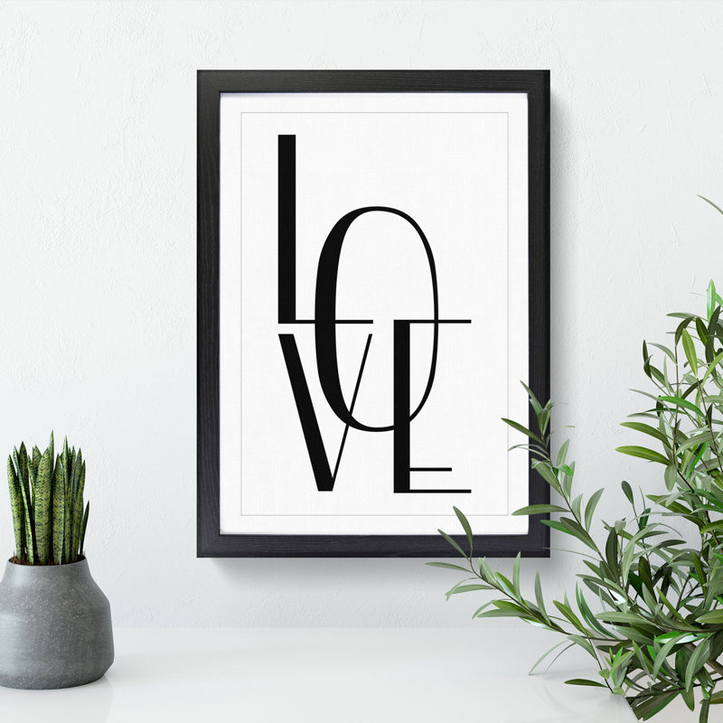 Love - Picture Frame Typography, 65cm H x 48cm W x 2cm D, Black Framed