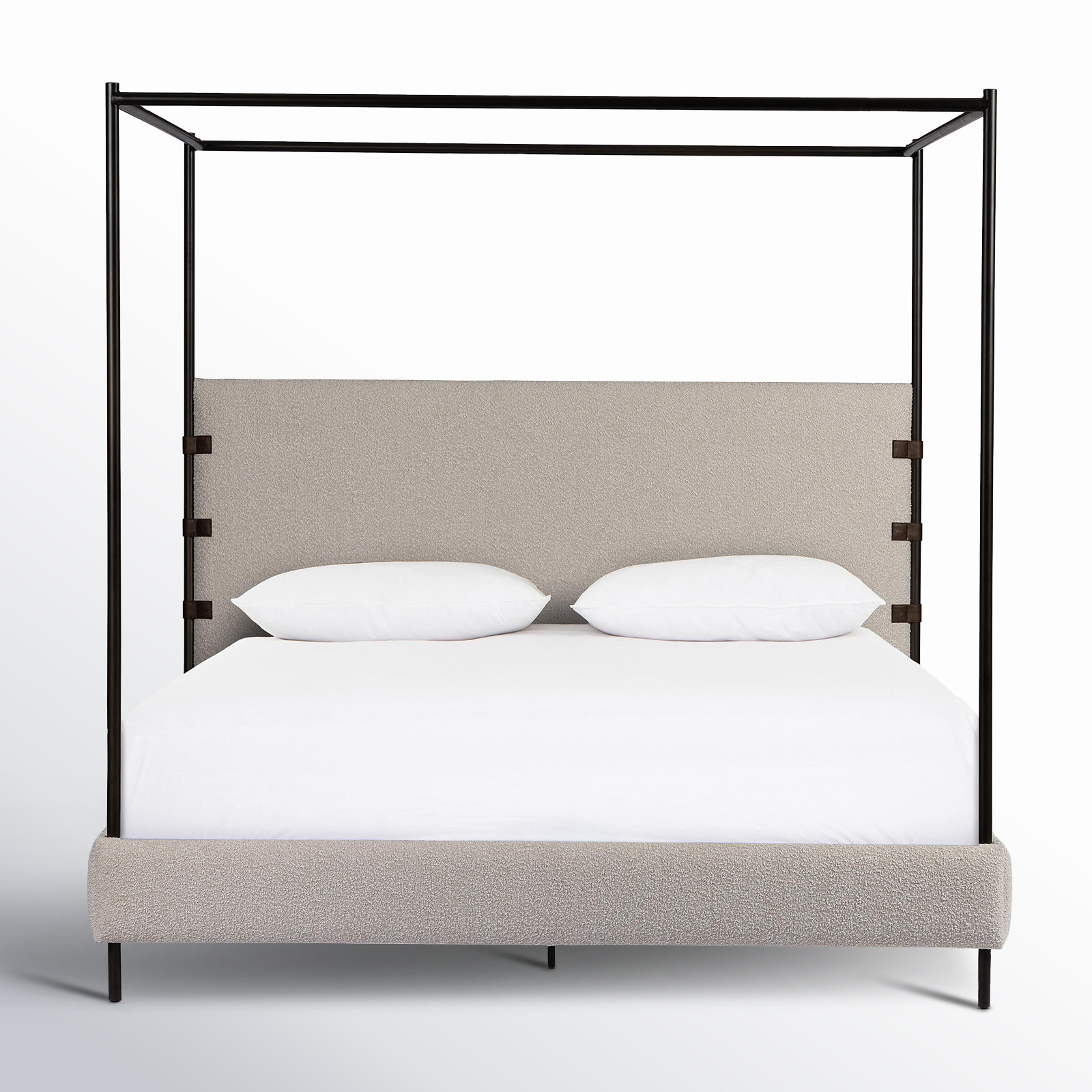 Malo Upholstered Metal Canopy Bed, Queen, Knoll Natural