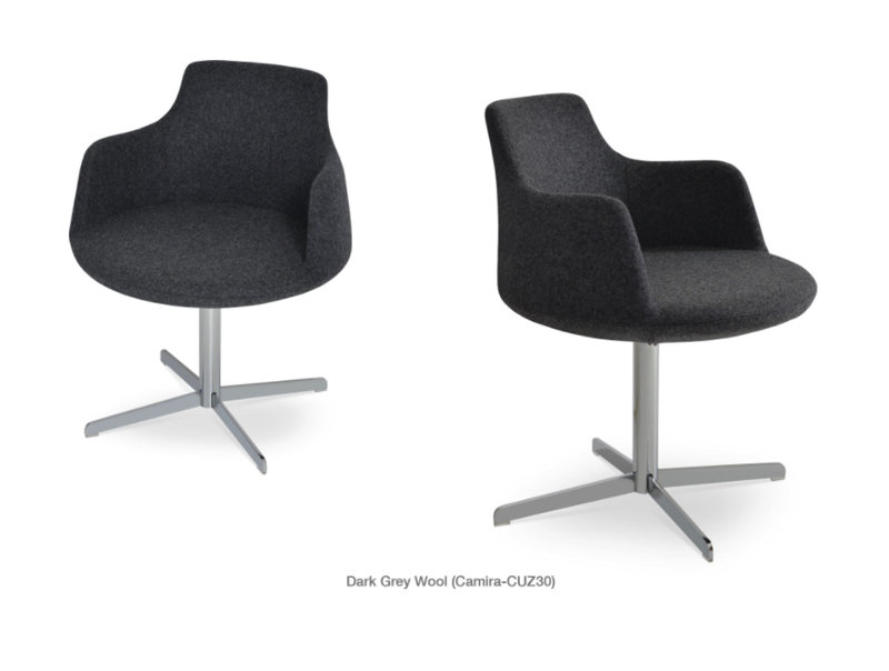 Dervish 4 Star Swivel Arm Chair, Black, Leatherette - Black