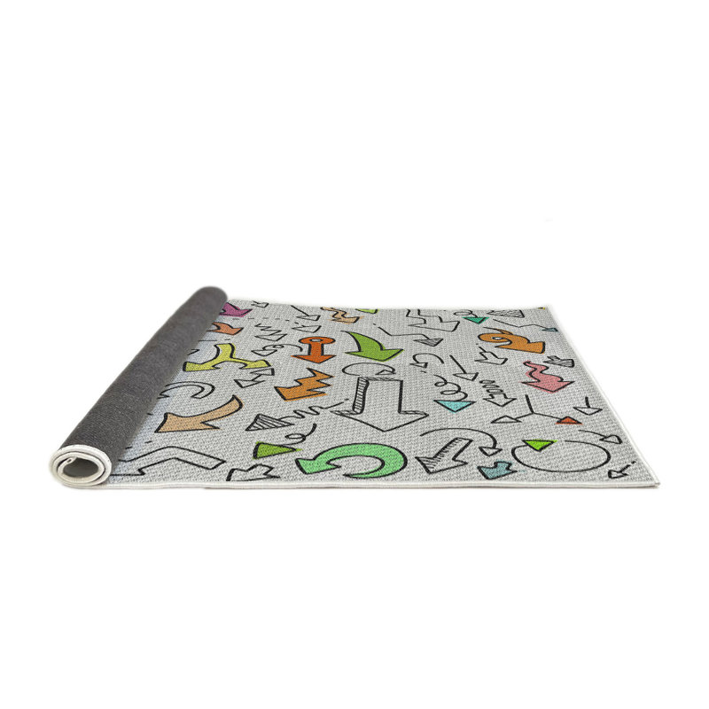Tapis gris / orange / vert Dart, Rond 7 pi