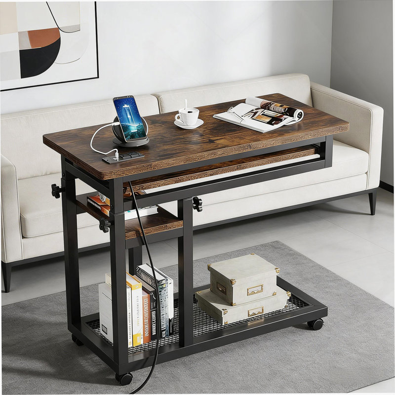 Table d'appoint, table de bout avec roues et station de charge