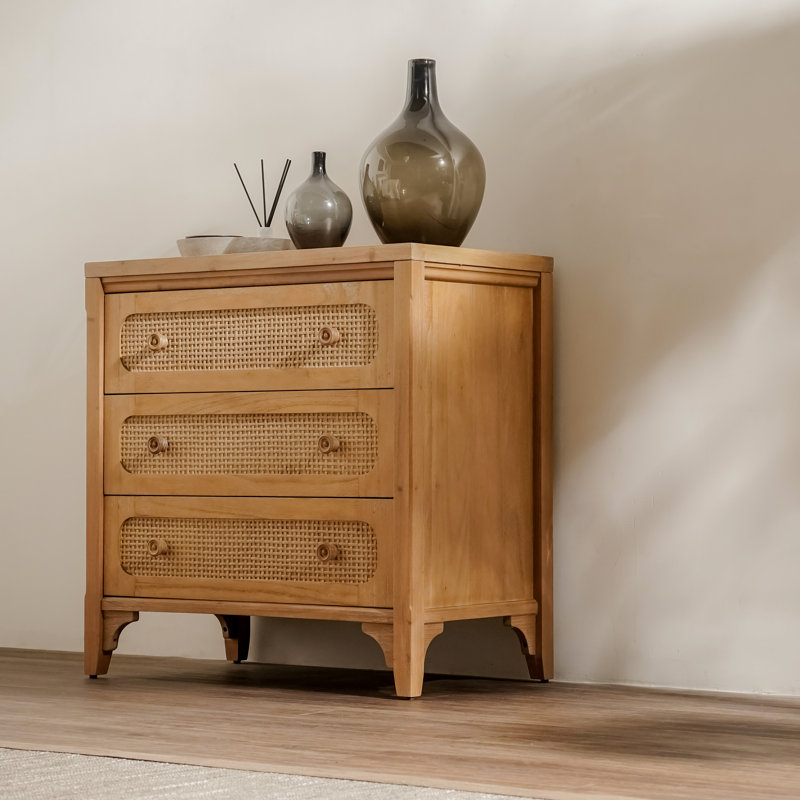 Lurian - Commode 3 tiroirs en rotin, Brun