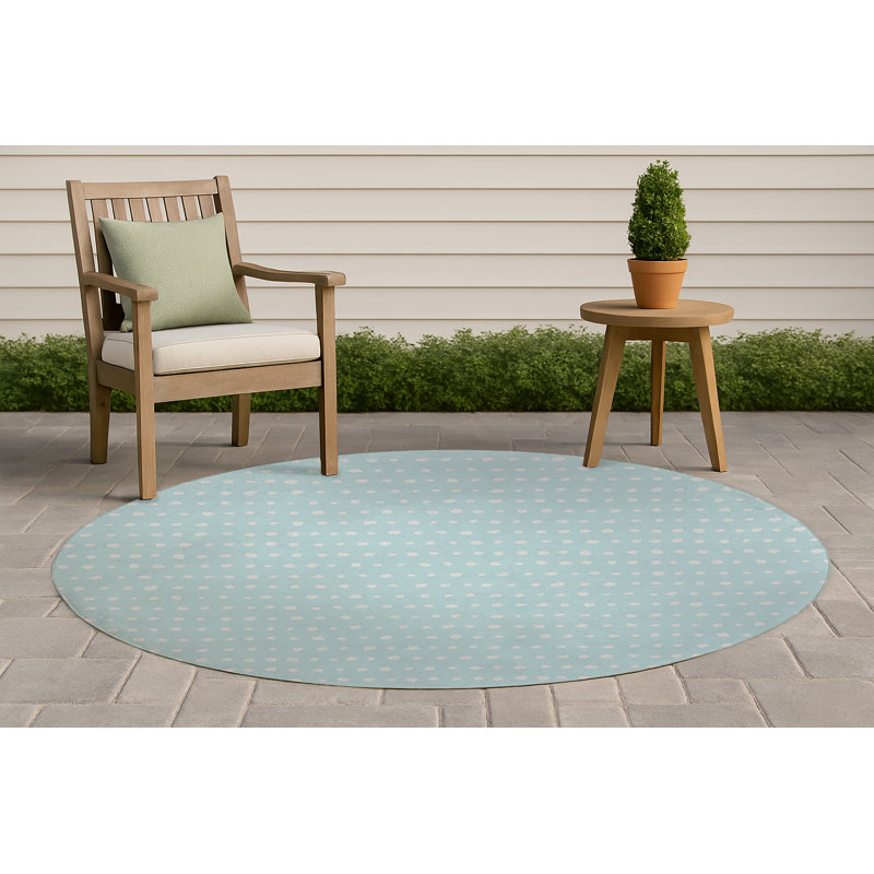 Dot Row Non-Slip Outdoor Rug, Round 5'
