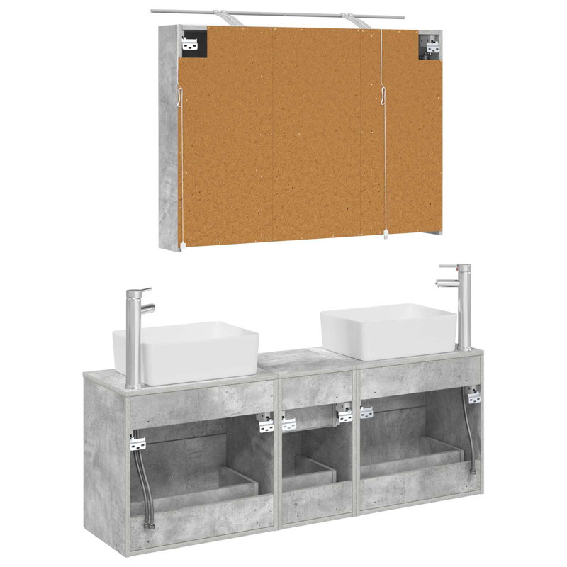 Vanity & Mirror Set, Light Grey