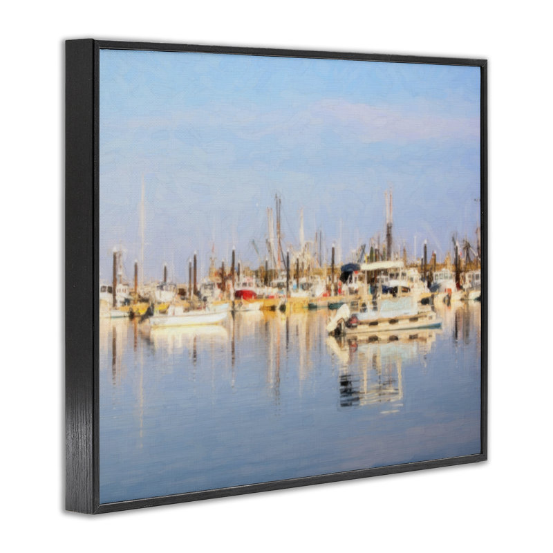 Art de giclée encadrée de bateau de marina floue abstraite par Graffi * té Studios, Giclée encadrée noir minuit