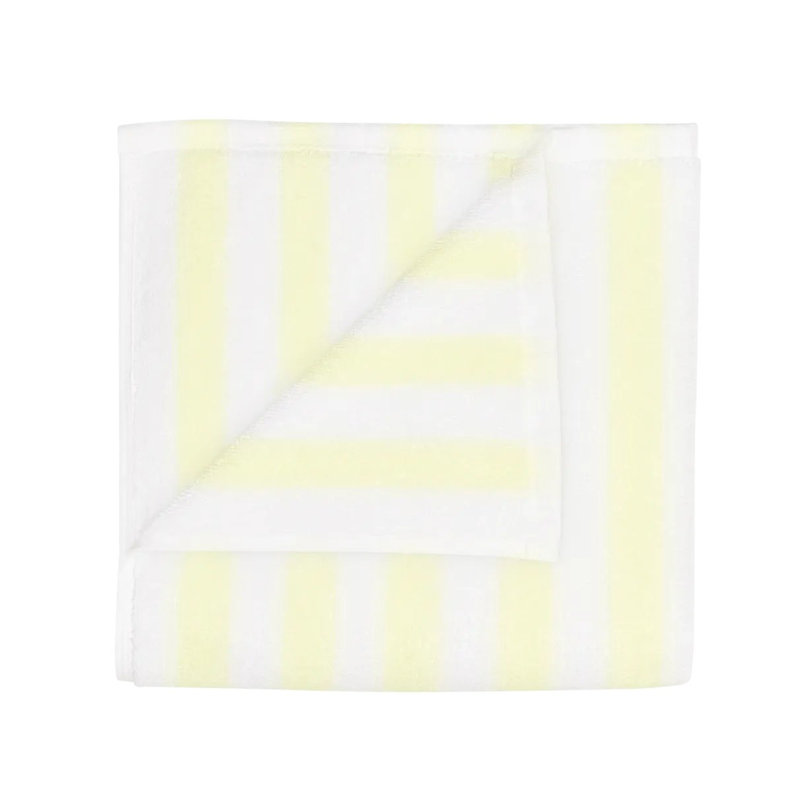 100% Cotton Hand Towel, White/Transparent Yellow Wide Stripe