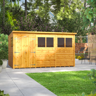 Powersheds Timber Tongue & Groove Pent Garden Shed Double Doors