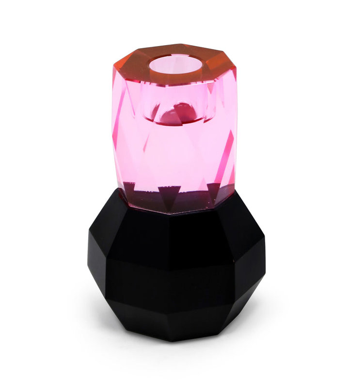 Crystal Candle Holder Pink, Pink/Black