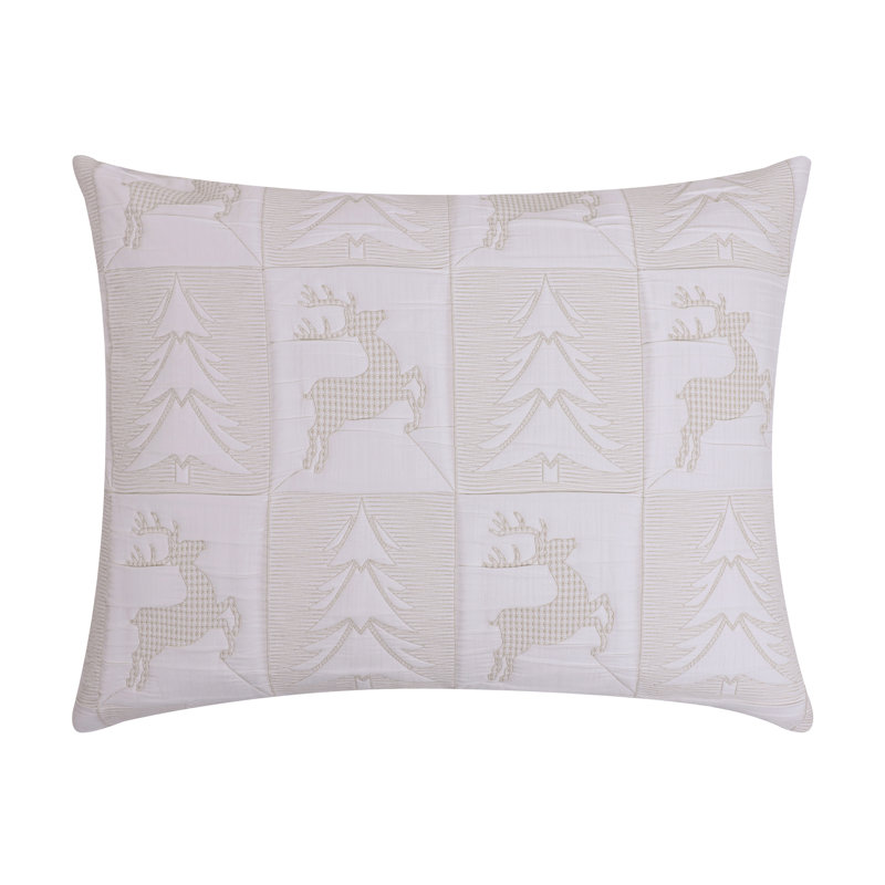 Greenland Home Fasions Reindeer Games White King Sham, 20x36, King