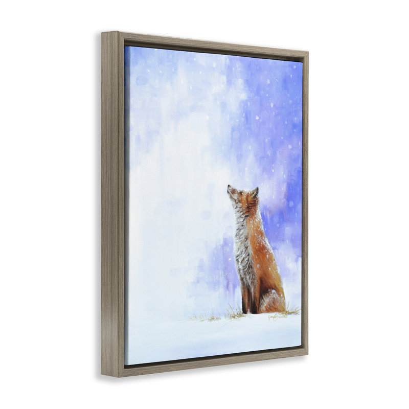 Cadre flottant Fox & Gentle Snowfall, design par James Corwin, Cadre flottant orme Montalcino, H 21 po x l 17 po