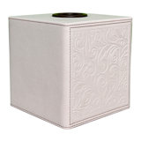 Ivory Wood Leather Tissue Box Cover