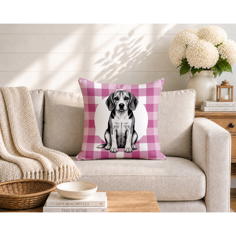 Oreiller réversible intérieur / extérieur Beagle Dog, 18 x 18, Magenta