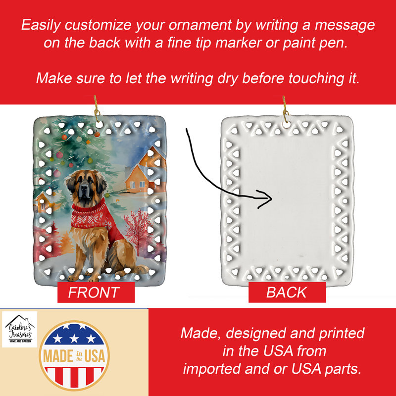 Ornement en porcelaine de Noël Leonberger, Leonberger 3511