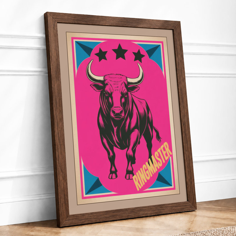 Bull Master Retro - Framed Print, Walnut, A3 - 42.0 x 29.7 cm
