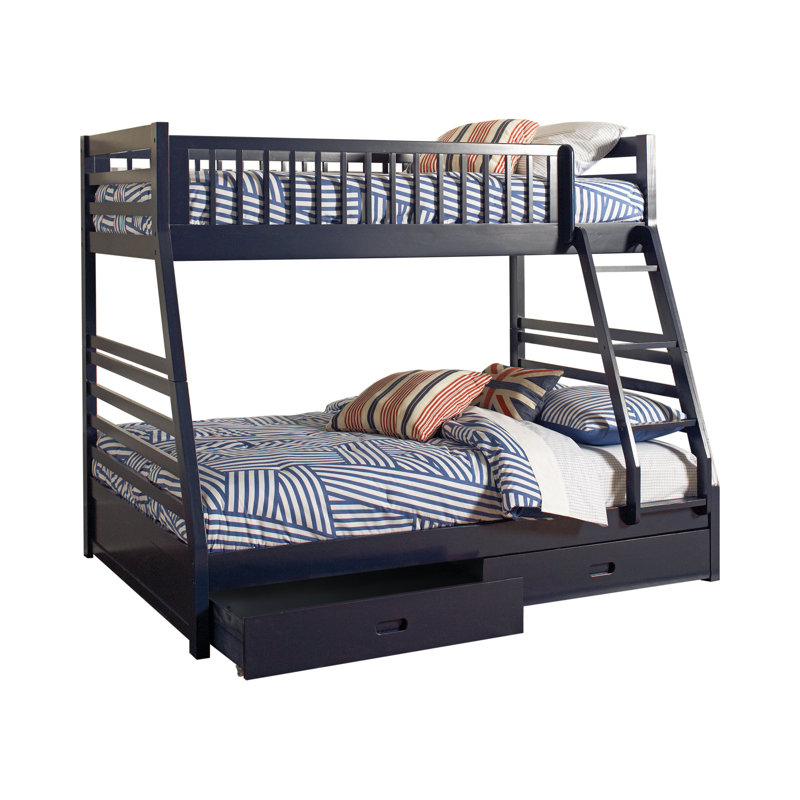 Hoch Kids Twin Over Full Bunk Bed, Navy Blue