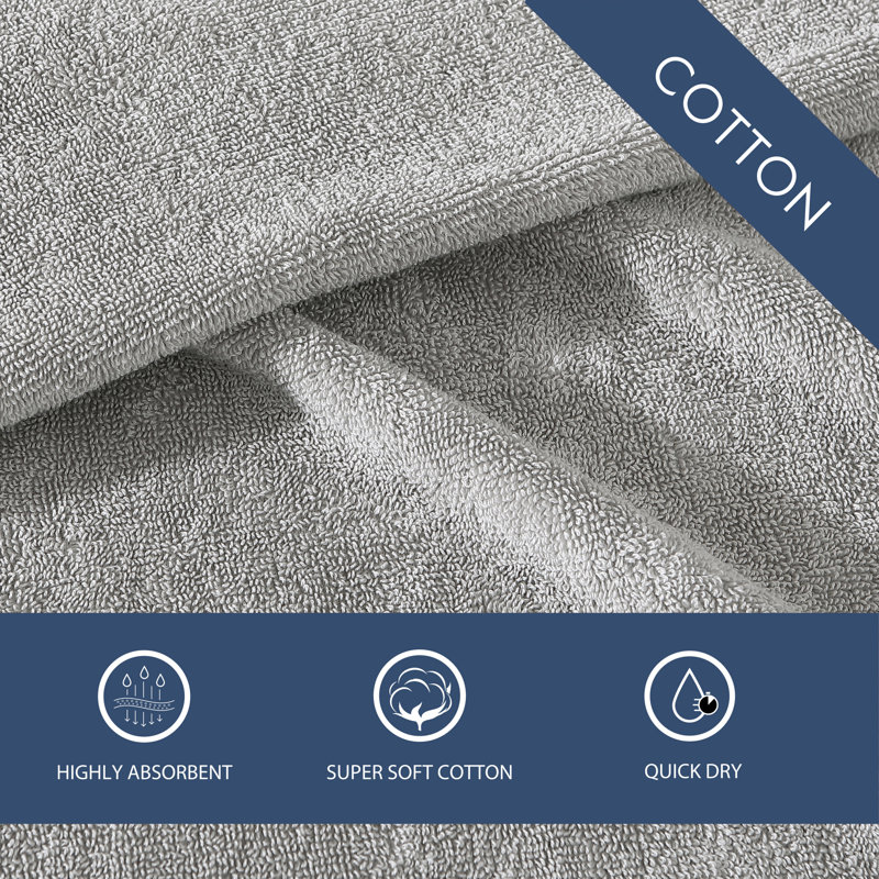 Island Retreat 6 Piece 100% Cotton Towel Set, Gray
