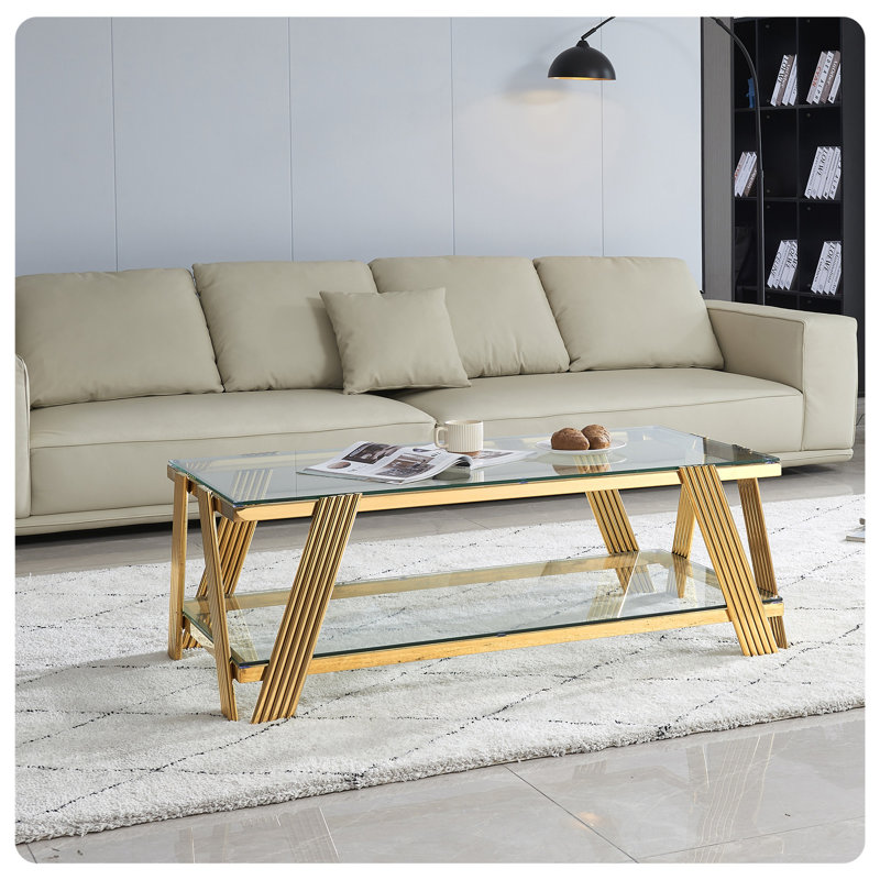 Modern Stainless Steel Coffee Table, Gold