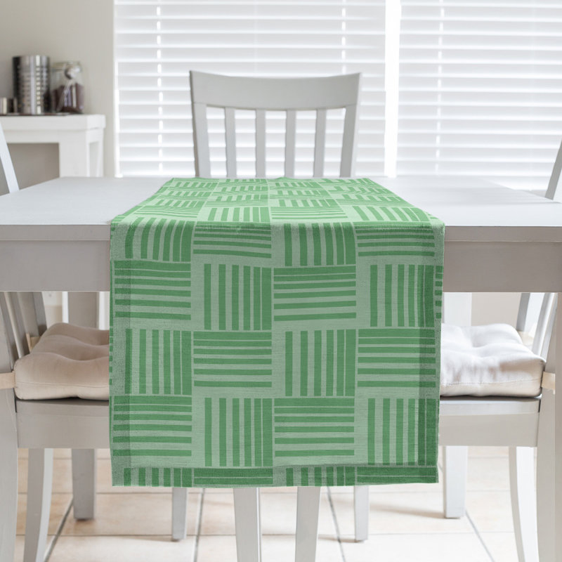 Fractured Stripes Table Runner, 16" x 72", Olive Green