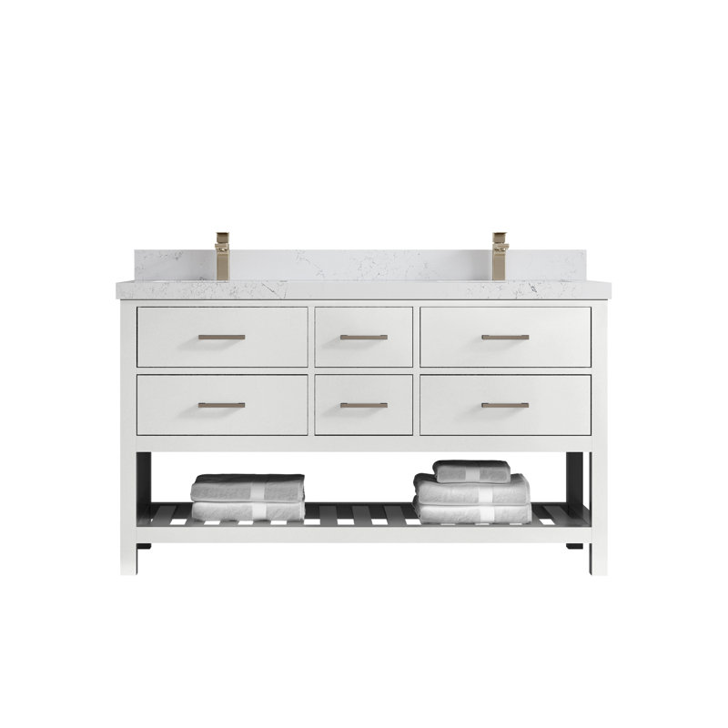 Ensemble de meuble-lavabo double 60 po Parker, Quartz Empira