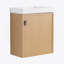 Meuble-lavabo mural 18,5 po avec lavabo en résine, porte simple à fermeture douce, panneau de fibres à densité moyenne, bois naturel (KD-Packing)-125539397