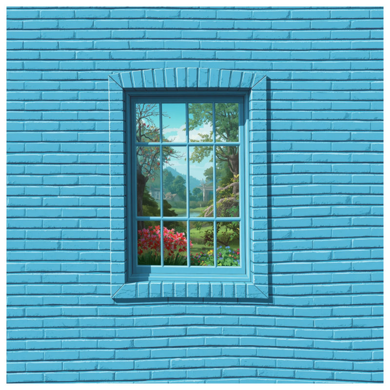 Blue Brick Wall Window Comforter, King