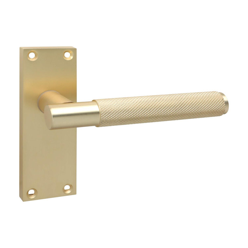 Golden Grace 5 Pair Victorian T-Bar Knurled Door Handle Satin Brass Finish with Spindle and Screws - 120 x 40mm