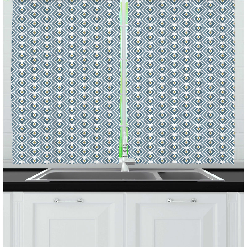 Geometric Ruffled Kitchen Curtain