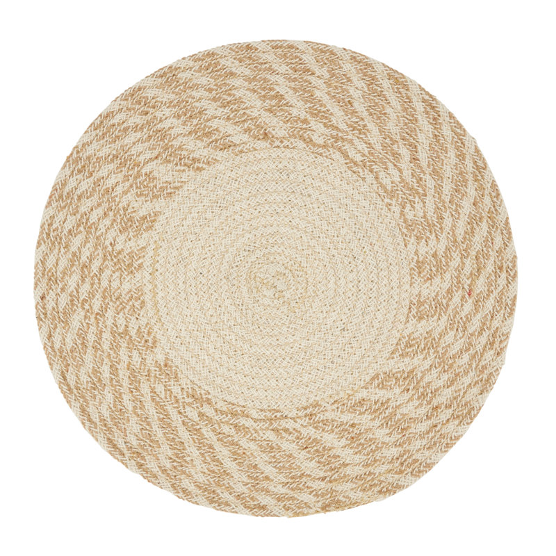 Natural Hand Braided Cotton Round Placemats, Set of 4