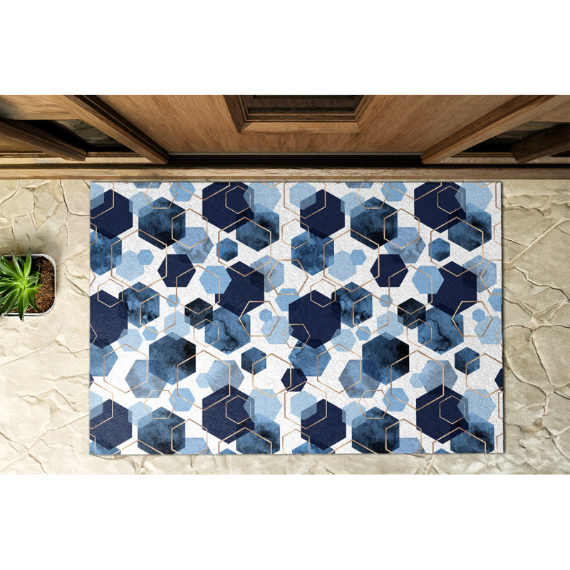 Non-Slip Geometric Outdoor Doormat, W100 x L150 cm
