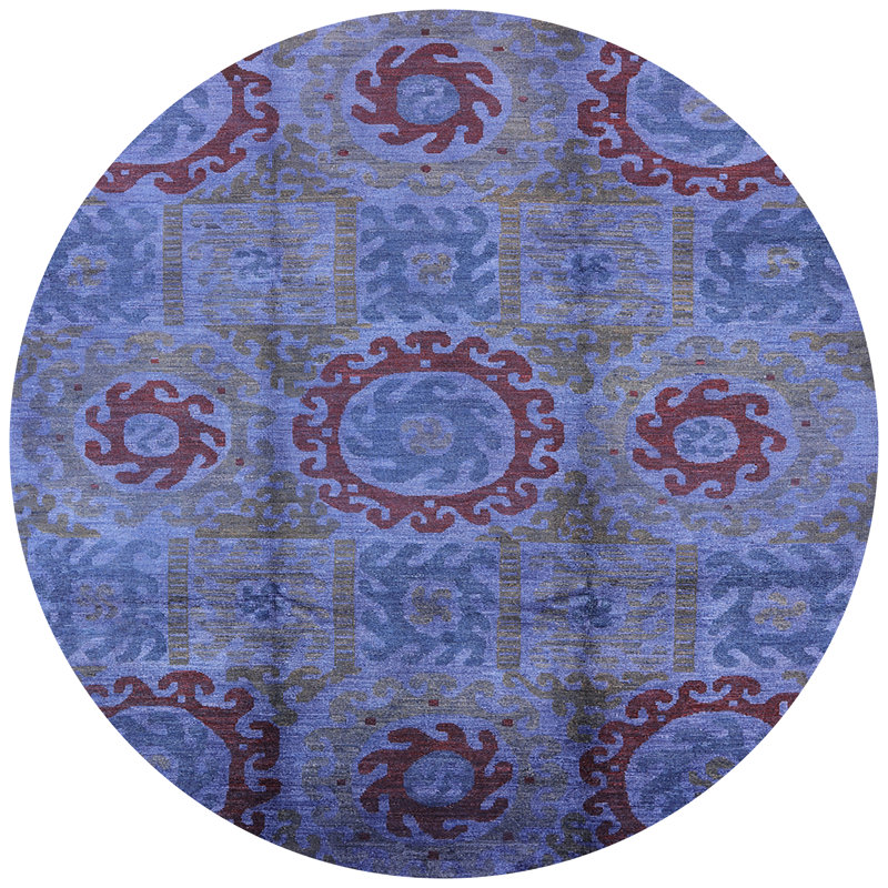 Tapis oriental bleu, Rond 5 pi