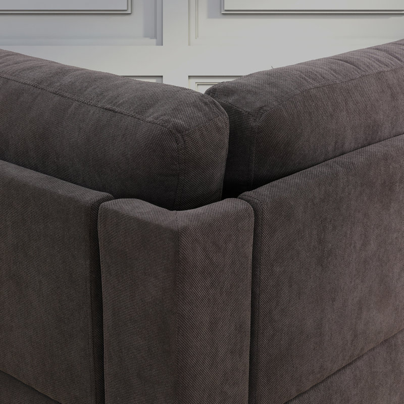 Canapé modulaire rembourré 5 pièces Shollenbarger, Microfibres brunes