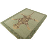 Distressed Homage Hand Knotted Wool Animal Print Area Rug