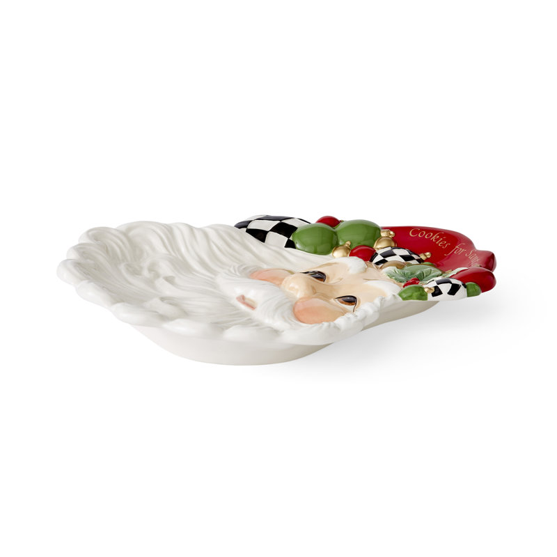 BLACK&WHITE SANTA PLATE 12"