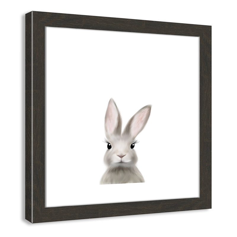 Art encadré en lapins forestières, H 18 po x l 18 po x P 0,63 po, Beige Flat Framed