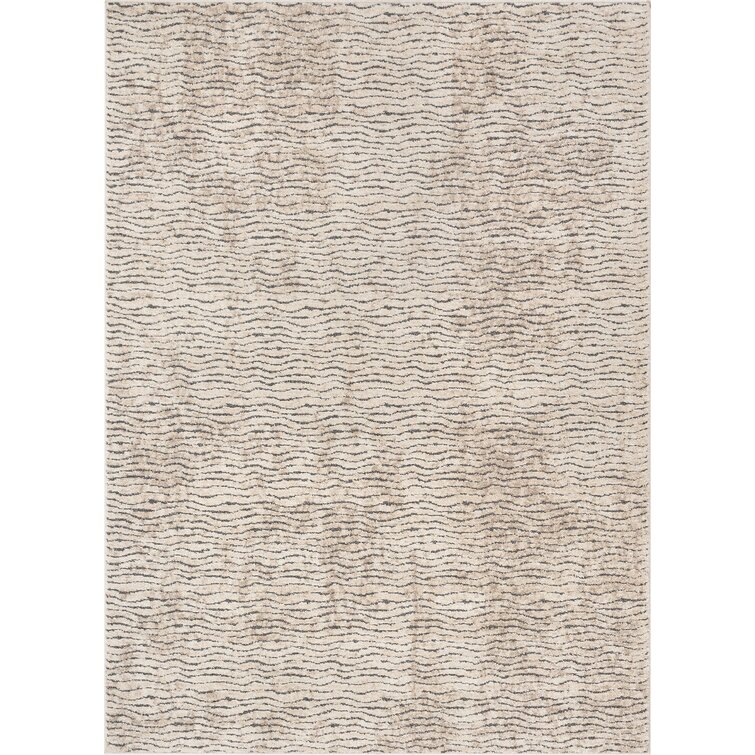 Malaga Donna Tribal Geometric Abstract Beige Distressed High-Low Rug