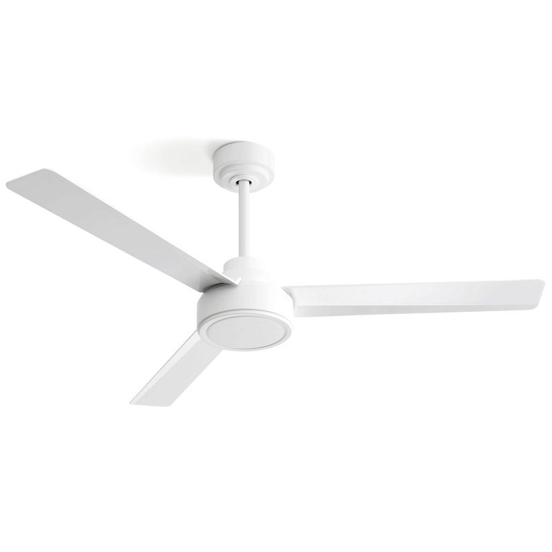 52" Ceiling Fan Without Light, 3 Abs Blades Farmhouse Ceiling Fan With Remote Control 6-Speed Reversible Dc Motor White For Living Room, Bedroom, Kitchen